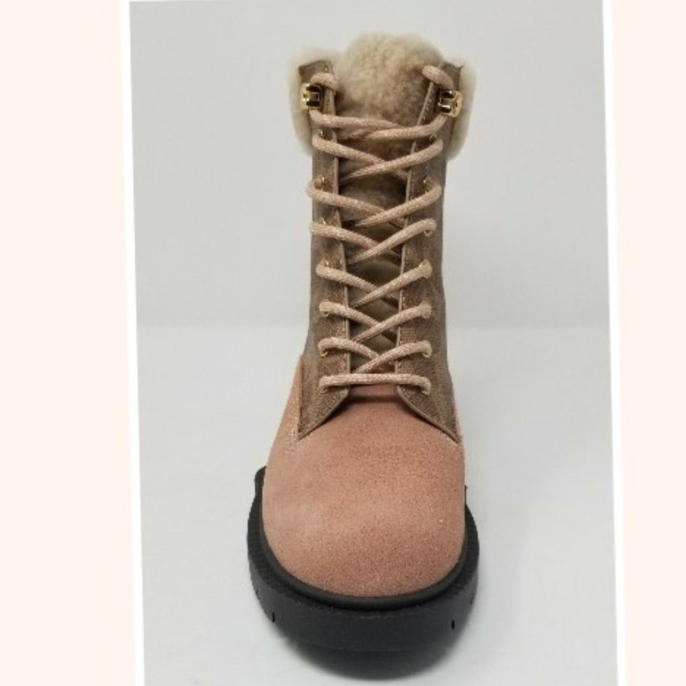 Coach Lorimer Dusty Rose/Tan Signature Canvas and Suede Booties - Picture 5 of 12